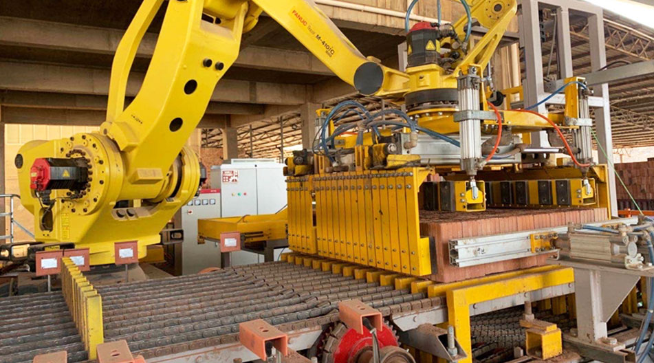 Anjureka Bina Sdn, Malaysia Daily 300 ton hollow & perforated bricks automatic setting and packing system